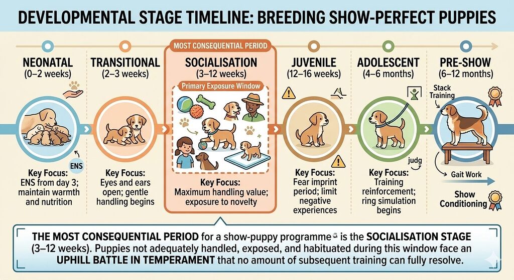 Puppies not adequately handled, exposed, and habituated during this window face an uphill battle in temperament that no amount of subsequent training can fully resolve