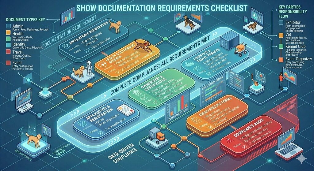 Show puppy documentation checklist table for Corgi breeders covering health certificate and KUSA registration requirements