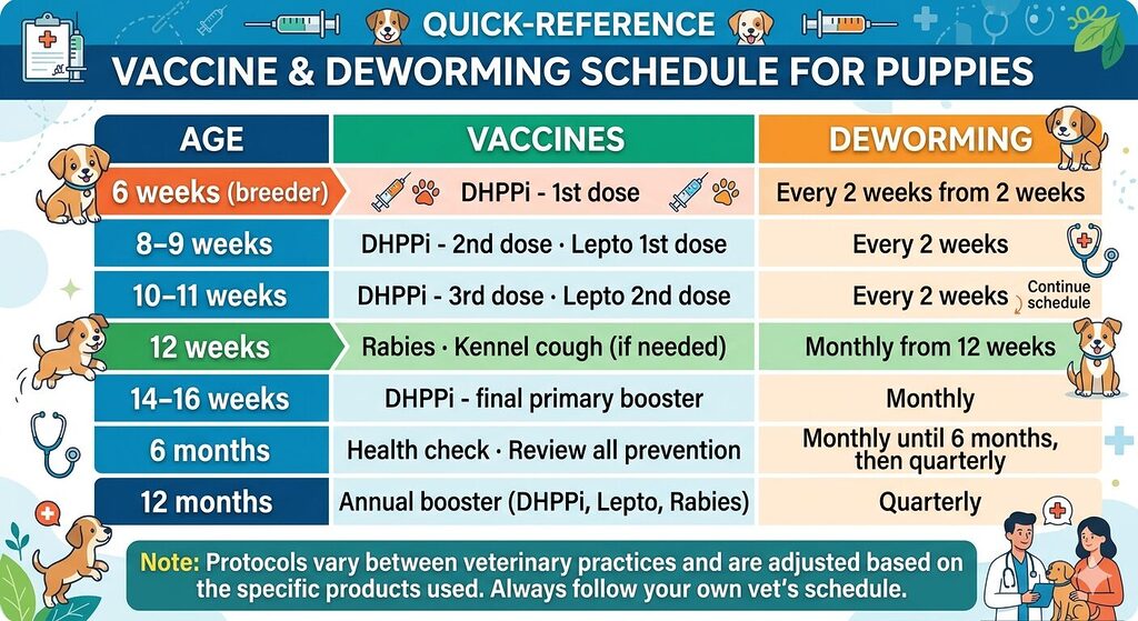 Quick-Reference Vaccine & Deworming Schedule