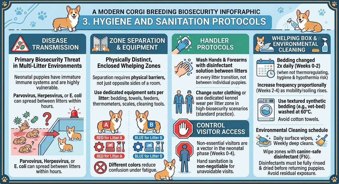 Managing Multiple Litters Simultaneously. Sanitation protocols.